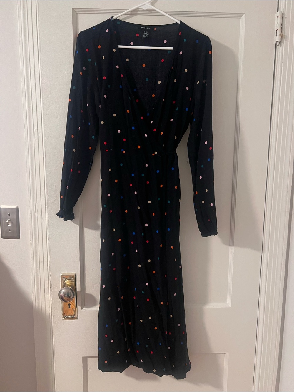 Asos Black Polka Dot Wrap Dress